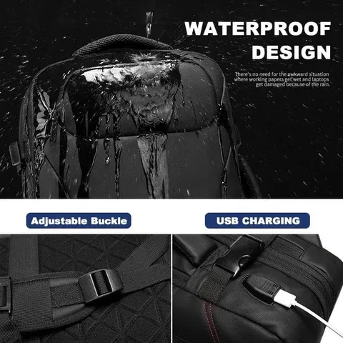 Sac de voyage décontracté pour ordinateur portable avec chargeur USB et étanche pour homme