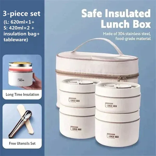 Boîte à lunch isotherme portable en acier inoxydable