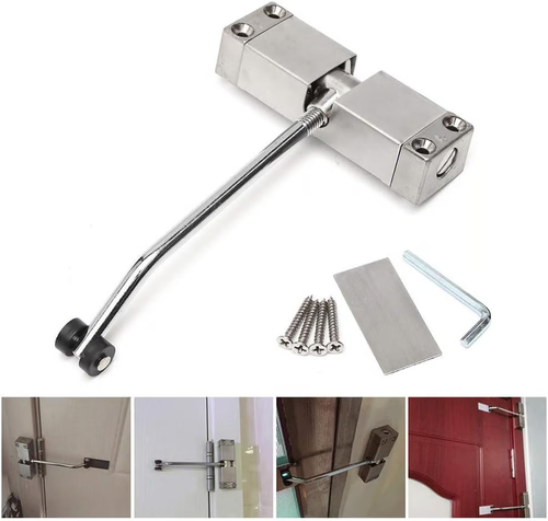 Ferme-porte silencieux à ressort, ferme-porte automatique réglable en acier inoxydable