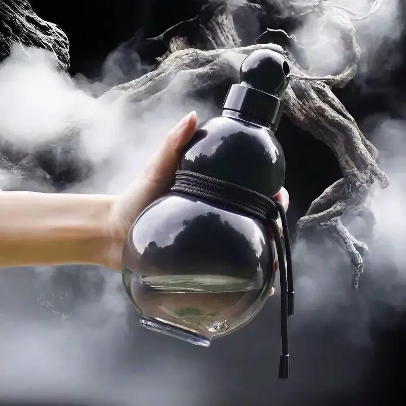 Gourde en forme de gourde, 1 unité. Gourde étanche au design original avec couvercle et anneau de tirage. Gobelet portable de grande capacité pour l'école, le bureau, le camping et les activités de plein air. Gourde transparente.