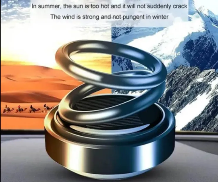 Ornement d'aromathérapie de voiture à suspension à double anneau rotatif solaire