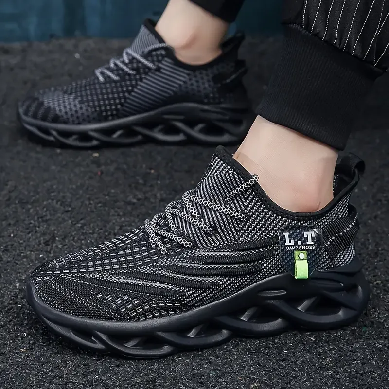 Chaussures à lacets respirantes et antidérapantes pour homme, chaussures à absorption des chocs, pour le jogging et la marche