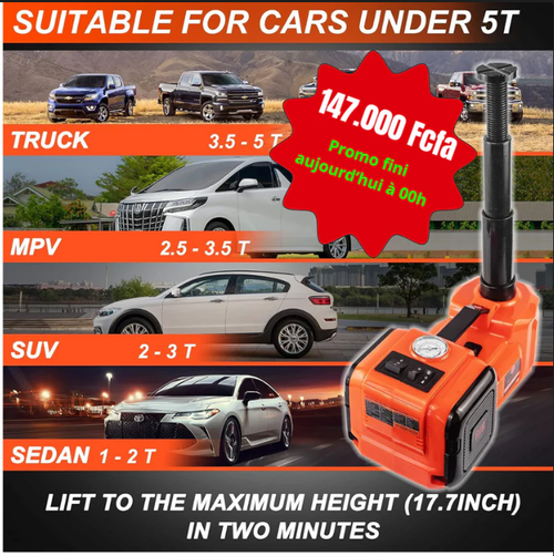 Kit d'urgence essentiels pour la réparation automobile🛠️ - Cric hydraulique électrique 12V pour voitures