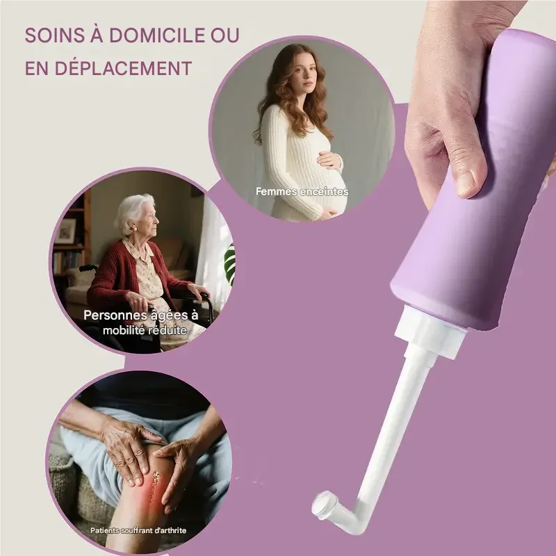 Flacon périnéal 500 ml (5 modèles) pour le post-partum, bidet portable, flacon périnéal indispensable après l'accouchement, flacon périnéal inversé pour la récupération post-partum, soins post-partum avec sac de transport, cadeau doux quotidien en silicone et plastique nettoyant pour maman