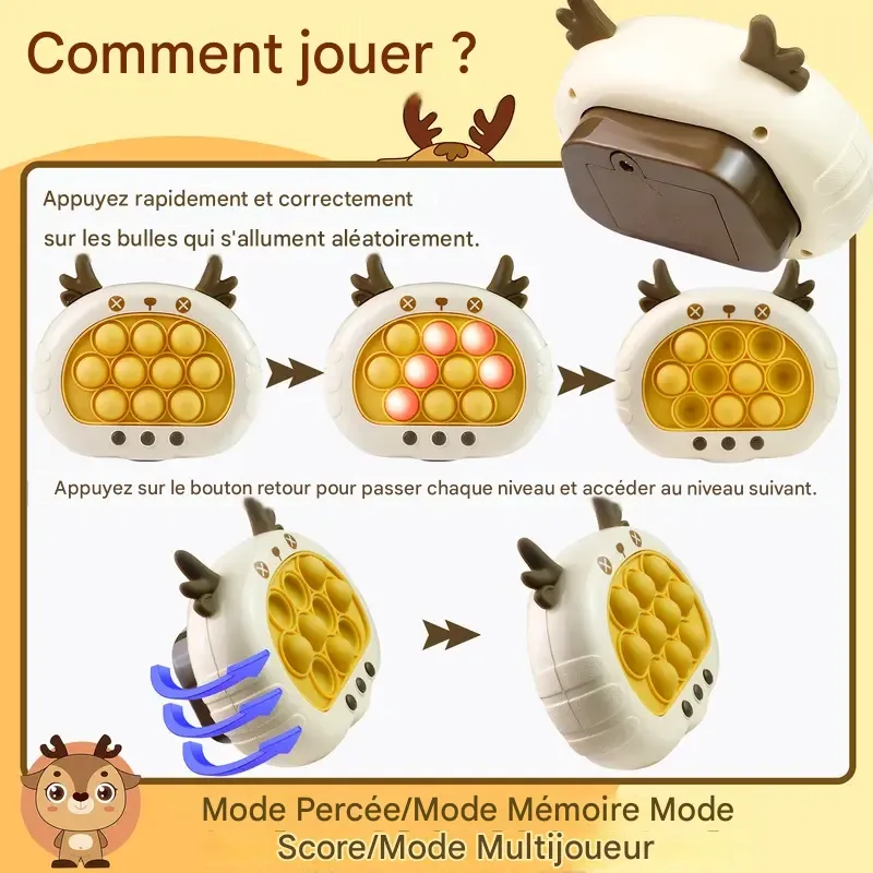 Jeu de bulles à pousser rapide et facile, jouet anti-stress pour enfants, jeu tendance de 3e génération avec de mignons animaux