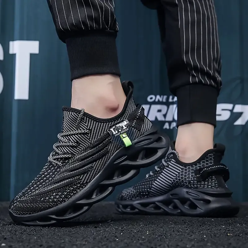 Chaussures à lacets respirantes et antidérapantes pour homme, chaussures à absorption des chocs, pour le jogging et la marche