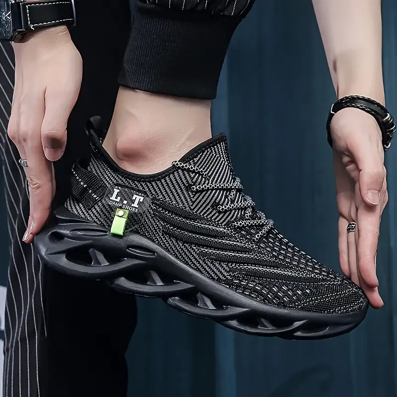 Chaussures à lacets respirantes et antidérapantes pour homme, chaussures à absorption des chocs, pour le jogging et la marche