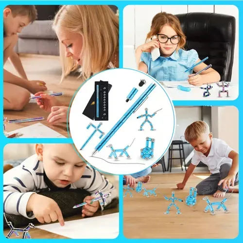 🤣🖊️Stylo magnétique Fidget (14 anneaux magnétiques, 5 recharges, 30 billes, 2 têtes de condensateur)