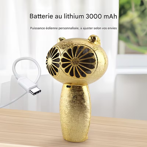 Ventilateur de poche  à double turbine USB avec écran numérique intelligent et vitesse à variation continue - Ventilateur de refroidissement portable adapté pour les voyages, l'extérieur, fonctionnement par USB