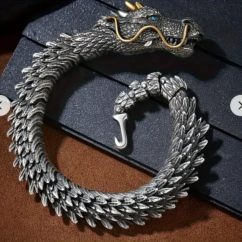 nouveau bracelet dragon chinois rétro plaqué argent personnalité dominatrice bracelet en os de dragon accessoires de personnalité tendance pour hommes