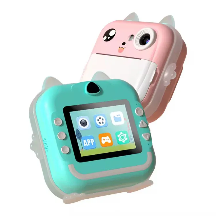 Appareil Photo Instantané pour Enfant – Impression, Vidéo, Jeux, Écran HD, Application Fun Print pour Connecter à un appareil et Personnalisation, 3 Rouleaux Inclus, Oreilles Lumineuses