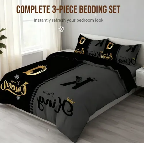 👑Ensemble de housses de couette 4 pièces pour couple Roi et Reine