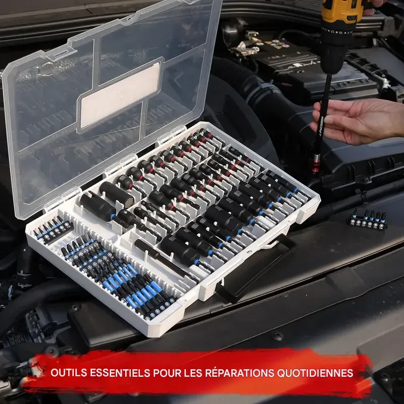 Coffret de tournevis à percussion magnétiques, 80 ou 41 pièces, métrique et SAE avec adaptateurs de douilles, porte-embouts, tournevis à oreilles, douilles universelles, rallonge à dégagement rapide, coffret de tournevis Power Bits, cadeau de Noël