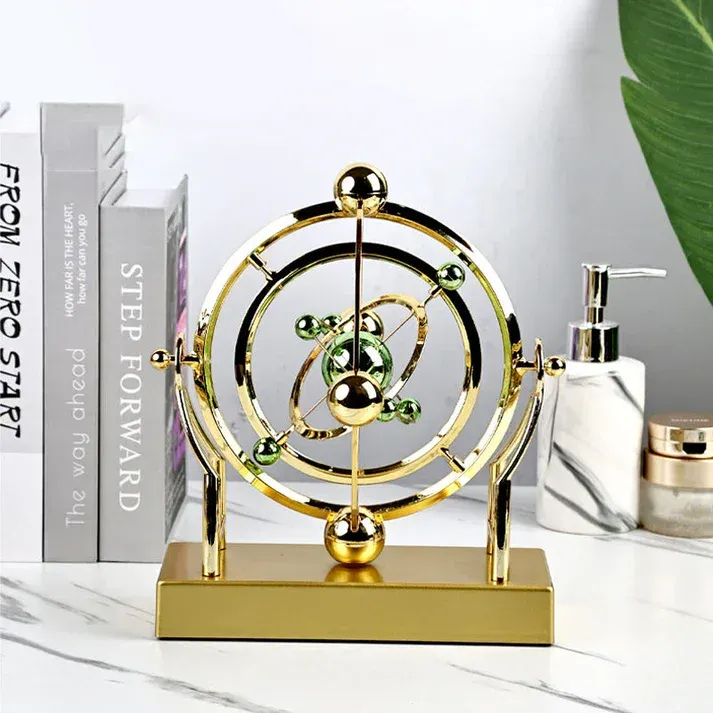 Pendule à mouvement perpétuel en orbite céleste - Décoration rotative créative pour la maison
