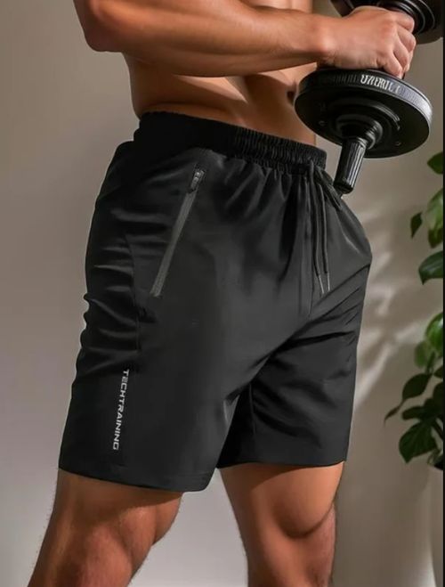Short à taille avec cordon de serrage et imprimé lettre pour homme