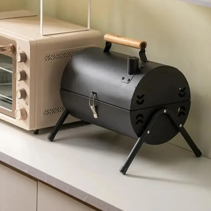 Gril portable double face pour extérieur, gril cylindrique compact, barbecue cylindrique, cuisson double face, idéal pour la cuisine en plein air dans le jardin, le camping, les pique-niques et la plage, gril pour plusieurs personnes, gril à charbon pour la maison, barbecue sans fumée, gril de camping, nouveau modèle robuste