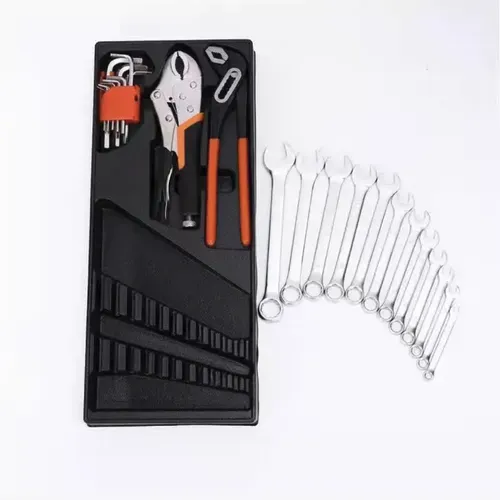 Coffret d'outils de réparation automobile 85 pièces comprenant une clé à cliquet, une combinaison en acier au chrome-vanadium, un ensemble de démontage, une machine de réparation automobile, un fer à repasser et un manchon.