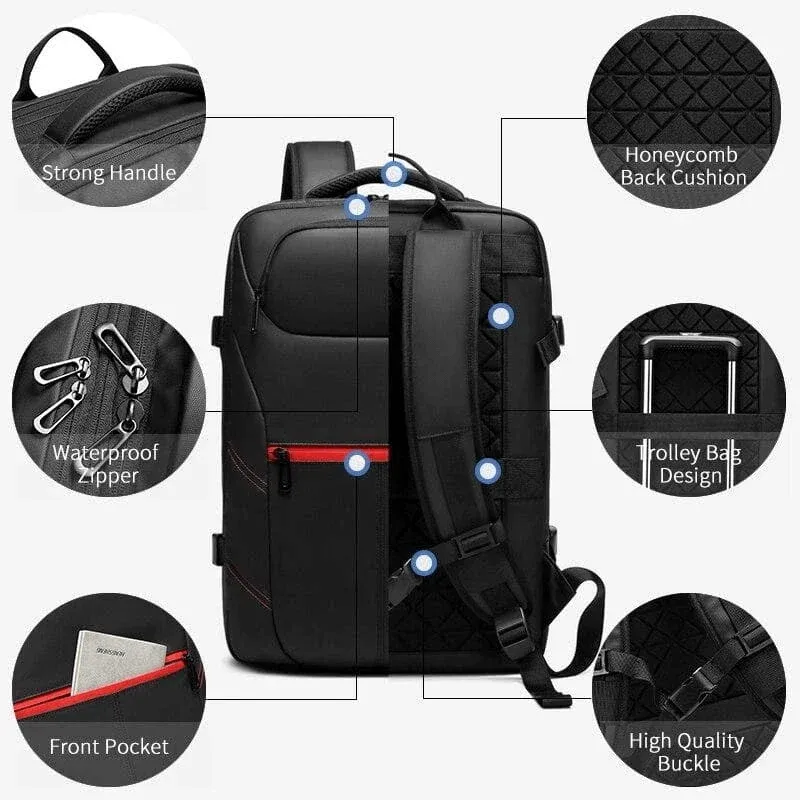 Sac de voyage décontracté pour ordinateur portable avec chargeur USB et étanche pour homme