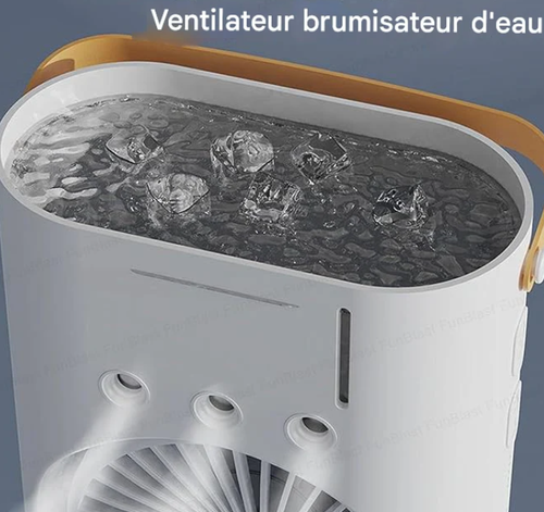 🛒 Ventilateur Portable Double avec Brumisateur – Fraîcheur Instantanée Partout
