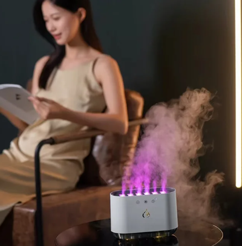 🌫️ Humidificateur Dynamique à Effet Flamme & Lumière RGB