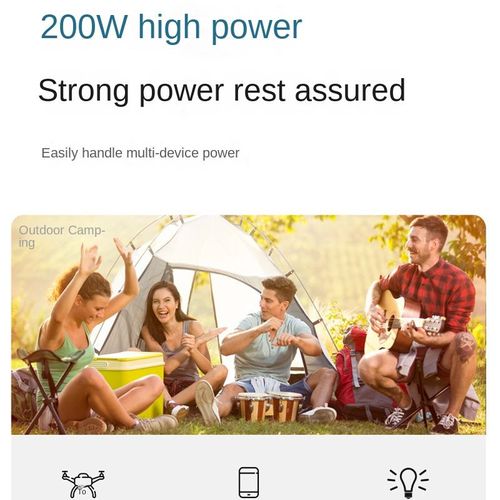 Batterie externe intelligente au lithium-ion 200 W pour le camping, la voiture et la maison : stockage d'énergie portable, 220 V, onde sinusoïdale pure