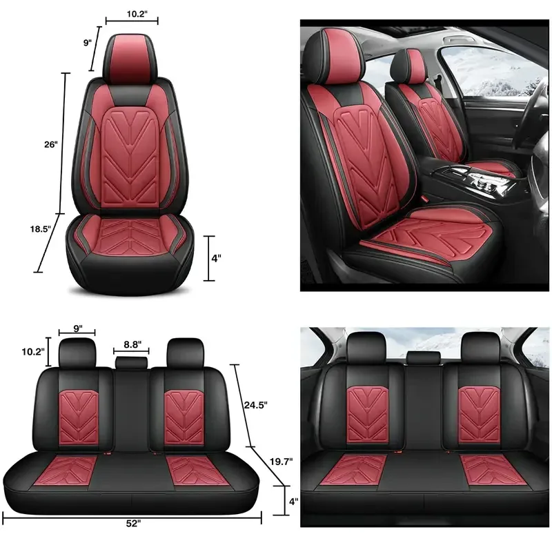 Arespark Housses de siège auto 5 places, ensemble complet, imperméables, en cuir nappa, housse de banquette fractionnable 40-60, universelles pour Nissan, Honda Civic, CRV, HRV, Kia Sorento, Toyota Corolla, 4Runner, Camry, Hyundai, Mazda (ensemble complet)