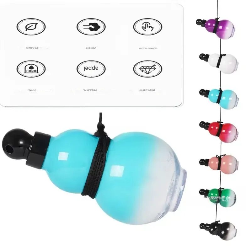 Gourde en forme de gourde, 1 unité. Gourde étanche au design original avec couvercle et anneau de tirage. Gobelet portable de grande capacité pour l'école, le bureau, le camping et les activités de plein air. Gourde transparente.