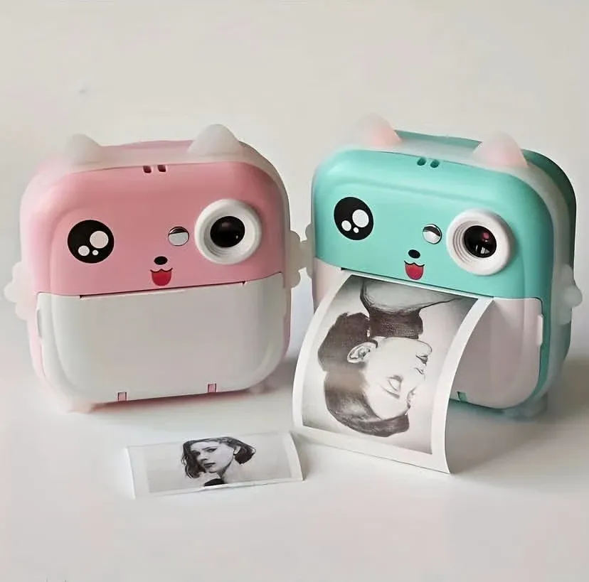 Appareil Photo Instantané pour Enfant – Impression, Vidéo, Jeux, Écran HD, Application Fun Print pour Connecter à un appareil et Personnalisation, 3 Rouleaux Inclus, Oreilles Lumineuses