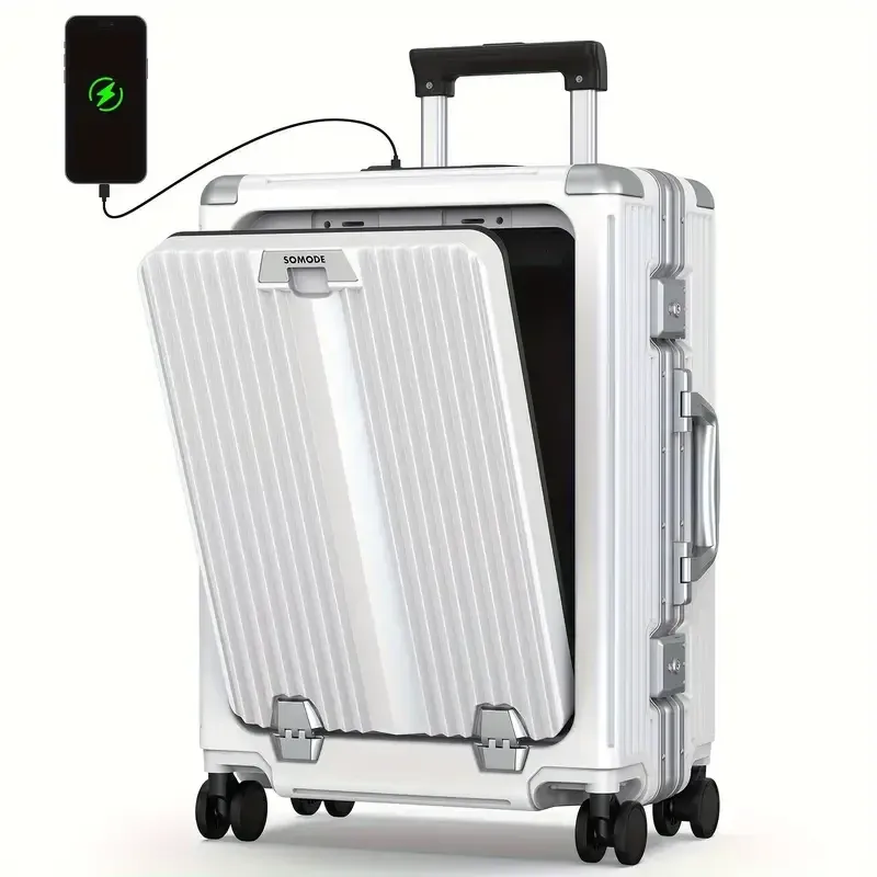 Valise à roulettes rigide de qualité supérieure de 24 pouces - Cadre en aluminium robuste, serrure à combinaison, coque en ABS durable, roulettes à roulement doux et poignée télescopique en aluminium.
