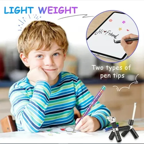 🤣🖊️Stylo magnétique Fidget (14 anneaux magnétiques, 5 recharges, 30 billes, 2 têtes de condensateur)