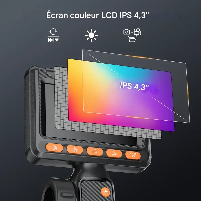 Caméra endoscopique bidirectionnelle SHEKAR 0,33 po x 0,23 po avec carte mémoire 32 Go, endoscope étanche rotatif à 360° avec lumière, caméra serpent articulée, idéale pour l'inspection automobile, mécanique, murale, de véhicules, de canalisations et le bricolage.