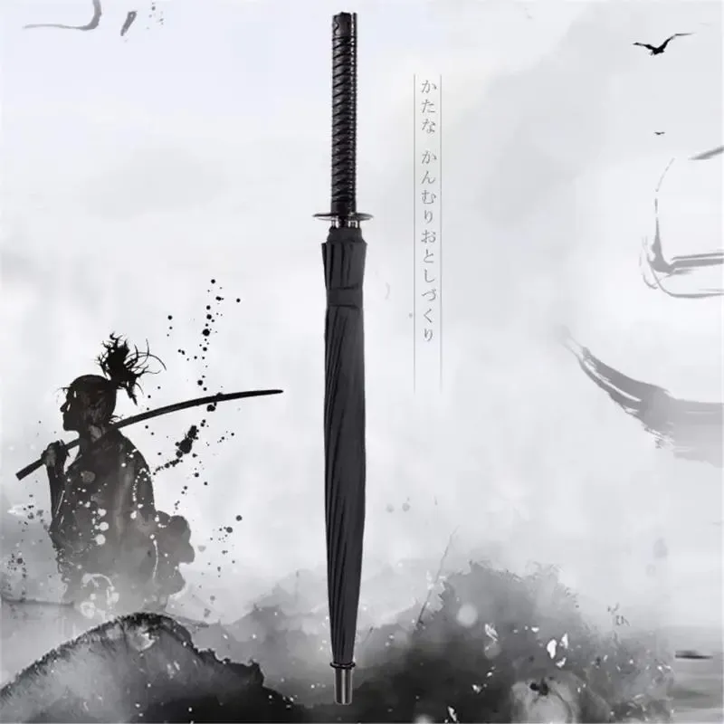 Parapluie de samouraï DKD en acier, coupe-vent, semi-automatique, style ninja, cadeau de Pâques idéal (24 baleines)