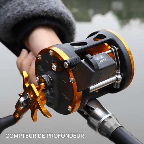 XDT-30  Moulinet de pêche à la traîne BILLINGS série XDT avec affichage numérique, ratio de 3,8:1, frein maximal de 15 kg, en alliage d'aluminium robuste et durable, pour eau douce et eau salée. Accessoires et matériel de pêche.