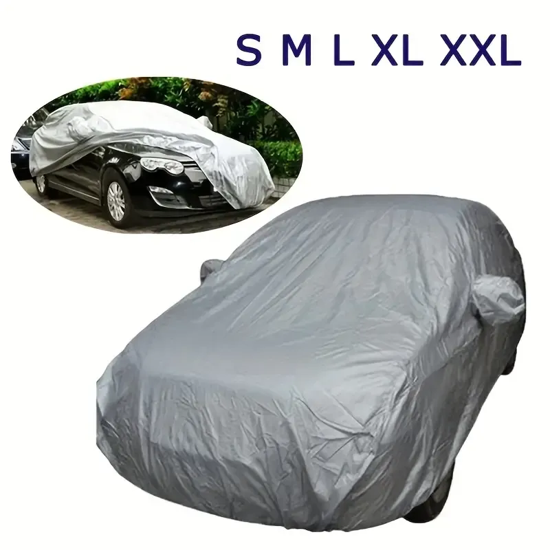 1pc Housse de Voiture Universelle Étanche - Protection Extérieure Contre les UV, Pluie, Poussière et Résistante aux Hautes Températures, Matériau PEVA de Haute Qualité, Protection Toutes Saisons pour Véhicule, Anti-Poussière, Aspect Argenté, Accessoires Auto