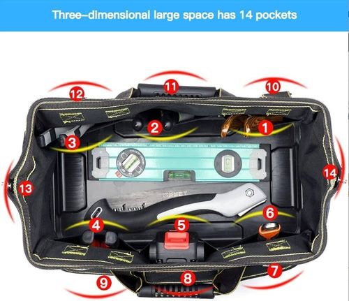 Grand sac à outils en tissu double imperméable avec rembourrage doux