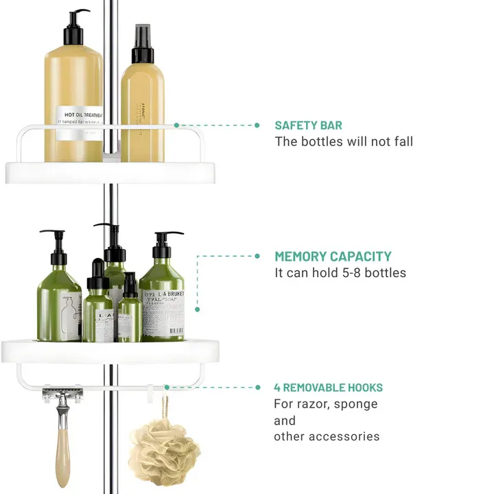 Globetrek° AdjustableRack : Étagère de rangement extensible et réglable pour salle de bain