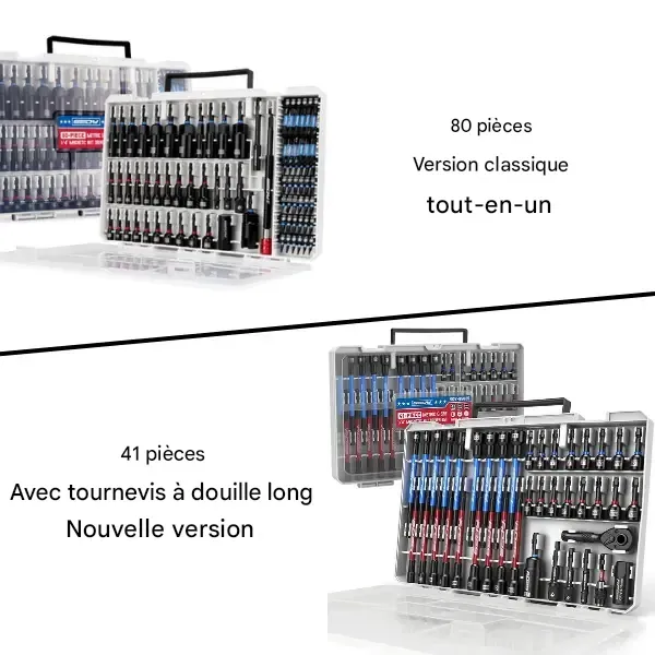 Coffret de tournevis à percussion magnétiques, 80 ou 41 pièces, métrique et SAE avec adaptateurs de douilles, porte-embouts, tournevis à oreilles, douilles universelles, rallonge à dégagement rapide, coffret de tournevis Power Bits, cadeau de Noël