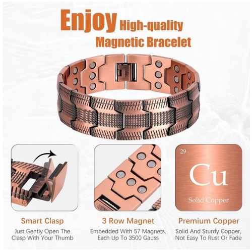 Bracelet magnétique en cuivre - Soulage la fatigue et favorise la circulation sanguine💖💖