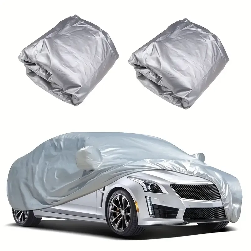 1pc Housse de Voiture Universelle Étanche - Protection Extérieure Contre les UV, Pluie, Poussière et Résistante aux Hautes Températures, Matériau PEVA de Haute Qualité, Protection Toutes Saisons pour Véhicule, Anti-Poussière, Aspect Argenté, Accessoires Auto