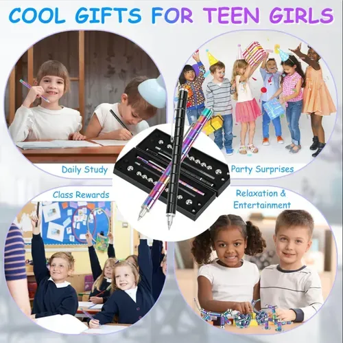 🤣🖊️Stylo magnétique Fidget (14 anneaux magnétiques, 5 recharges, 30 billes, 2 têtes de condensateur)