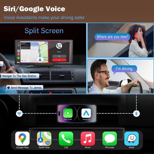Caméra de recul CarPlay 10,26 pouces avec enregistrement en boucle 1080p, garantie 1 an - Compatible avec tous les écrans intelligents de voiture et navigateur MP5