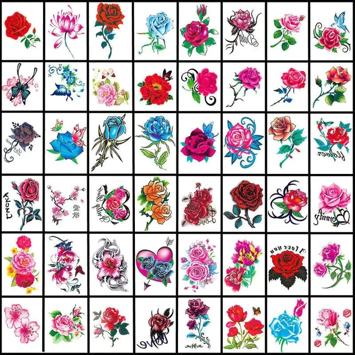 🌺Autocollants de tatouage élégants et créatifs 50PCS🦋