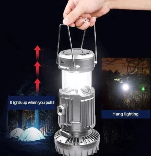 Ventilateur électrique portable extensible à batterie solaire au lithium + lampe de secours