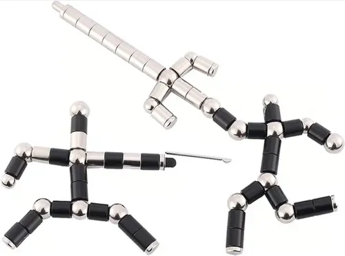 🤣🖊️Stylo magnétique Fidget (14 anneaux magnétiques, 5 recharges, 30 billes, 2 têtes de condensateur)