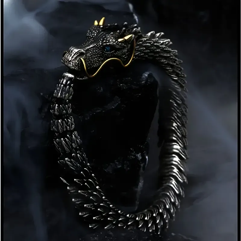 nouveau bracelet dragon chinois rétro plaqué argent personnalité dominatrice bracelet en os de dragon accessoires de personnalité tendance pour hommes
