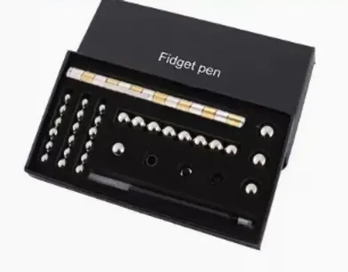 🤣🖊️Stylo magnétique Fidget (14 anneaux magnétiques, 5 recharges, 30 billes, 2 têtes de condensateur)