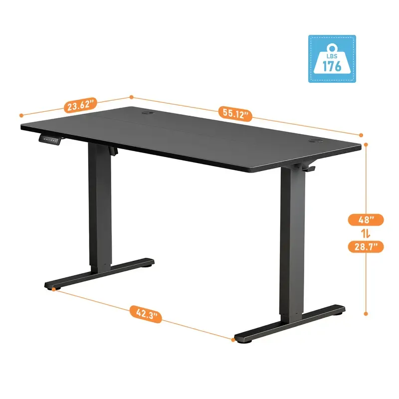 SweetFurniture S - Bureau assis-debout électrique avec position mémorisable, table ergonomique à hauteur réglable avec support métallique en forme de T, postes de travail modernes