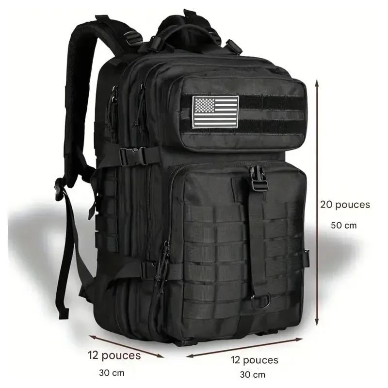Sac à dos tactique ultra-résistant – Qualité militaire, capacité de 40 L, système MOLLE