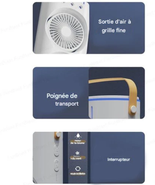 🛒 Ventilateur Portable Double avec Brumisateur – Fraîcheur Instantanée Partout