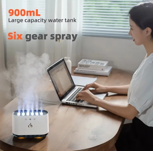🌫️ Humidificateur Dynamique à Effet Flamme & Lumière RGB